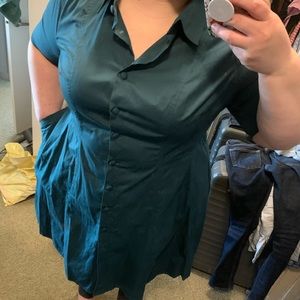 EShakti Teal Button Front Dress
